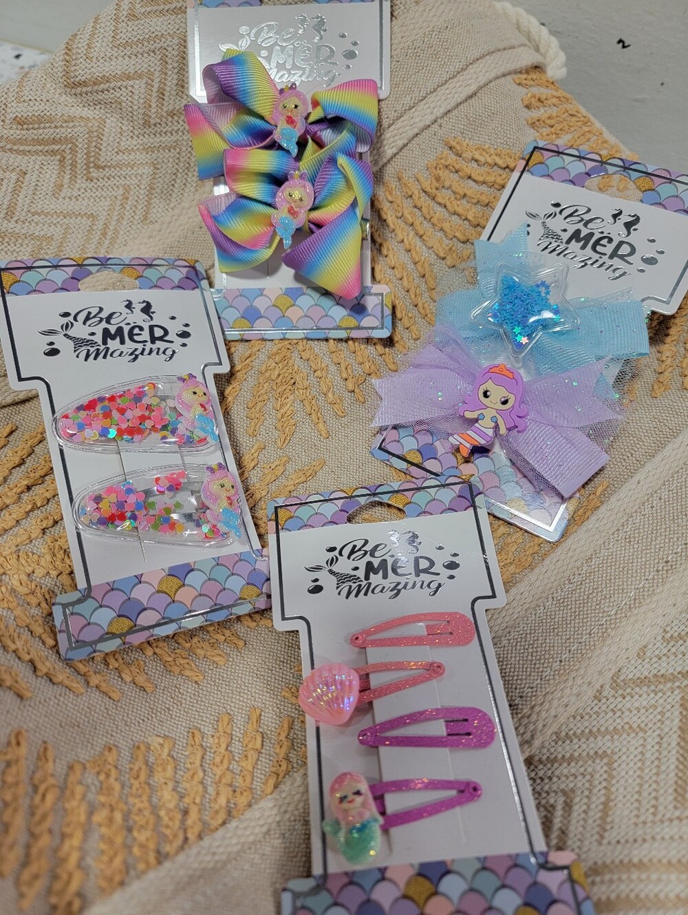Be Mermazing Kids' Rainbow & Purple Mermaid Hair Clip Set
